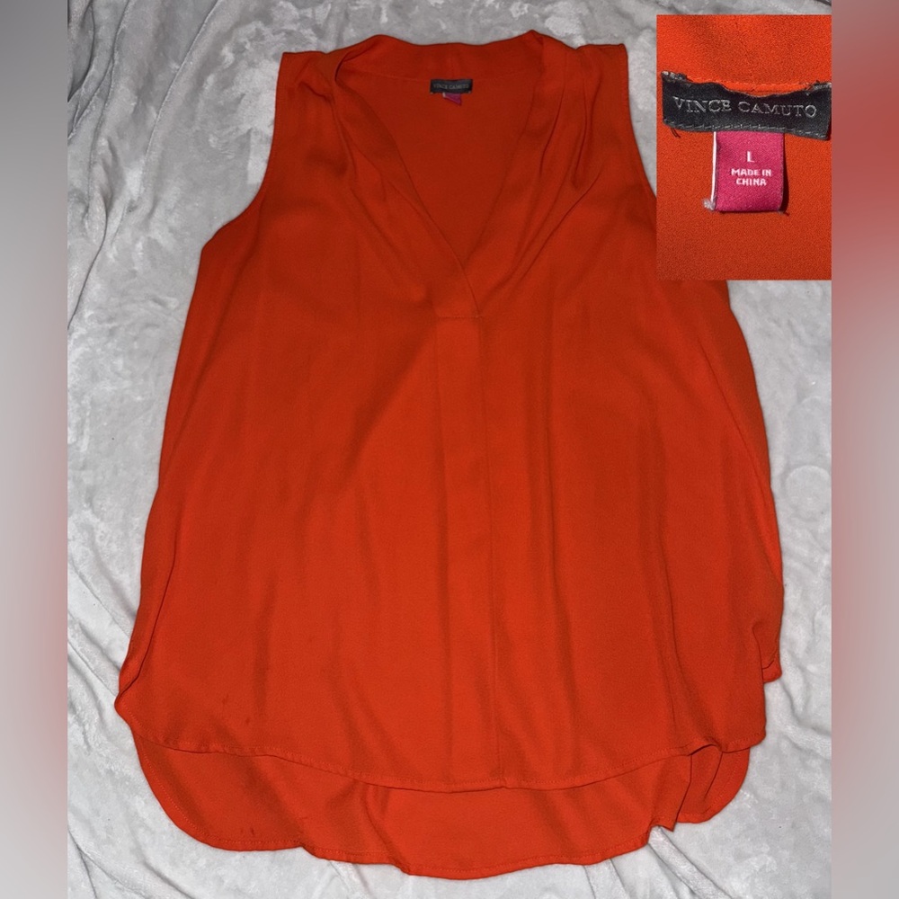 Vince Camuto Bold Orange V-Neck Blouse
